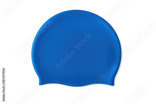 Blue silicone swimming cap for aquatic sports