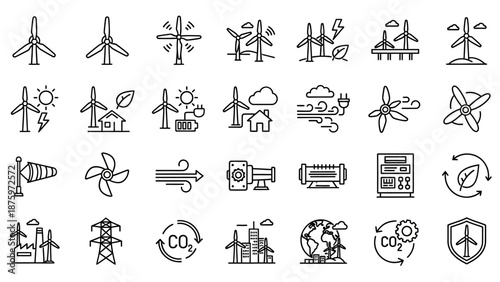Collection of Renewable Energy Icons Symbols.