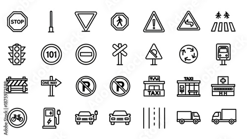 Collection of Road Signs and Symbols.