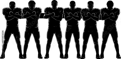 Football Defensive Wall Players Silhouette Vector
