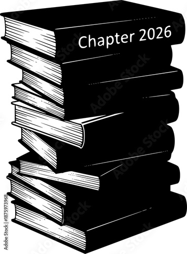 Stack of Books Chapter 2026 Vector Illustration Story Concept
