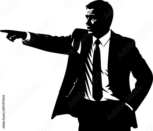 Football Manager Coach Pointing Silhouette Vector
