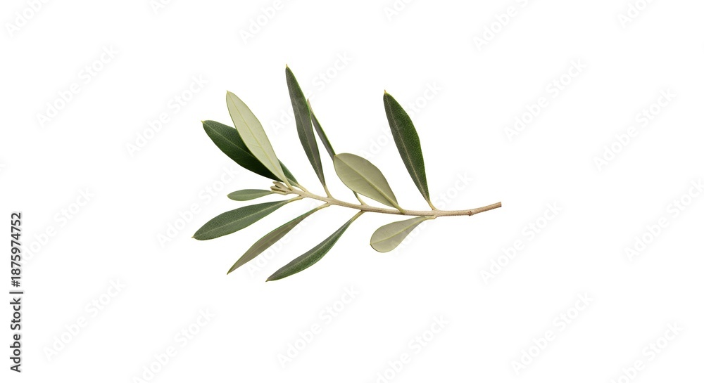 Fototapeta premium A fresh olive branch with vibrant green leaves gracefully extends, showcasing natural beauty and