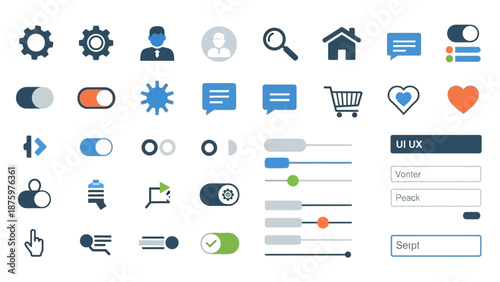 Modern UI UX interface elements and icons for digital design