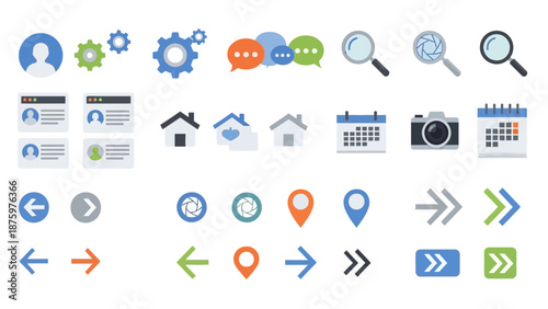 Collection of modern web and app interface icons for user experience design