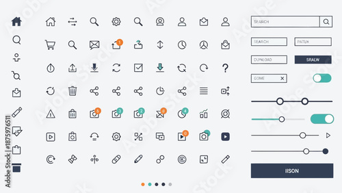 Collection of modern UI and web design icons