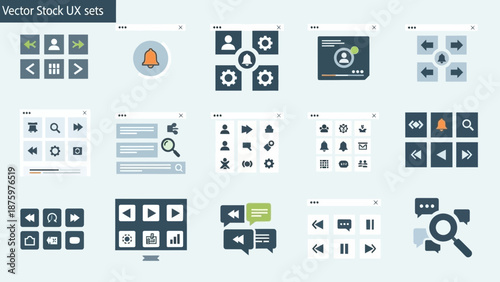 Web and mobile interface UX elements and icons
