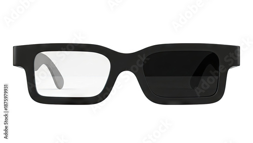 Black Rectangular Eyeglasses with One Tinted Lens