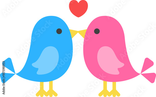 キスをする小鳥のアイコンのイラスト