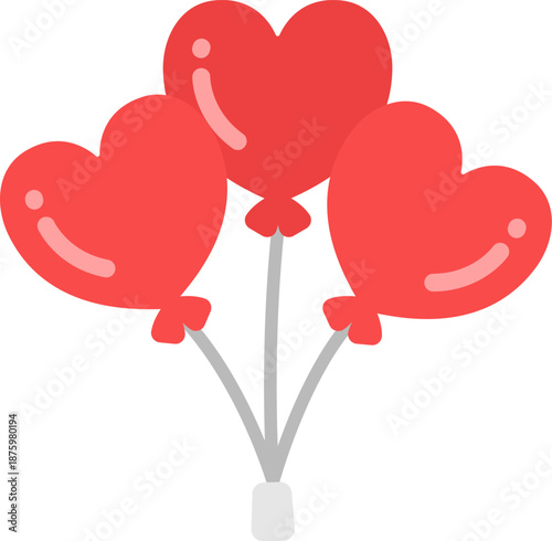 3つのハート型バルーンのアイコンのイラスト