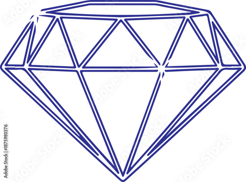 A clean, blue line-art vector of a brilliant-cut diamond. The minimalist design uses geometric facets to represent clarity, luxury, and value, perfect for jewelry or premium branding.