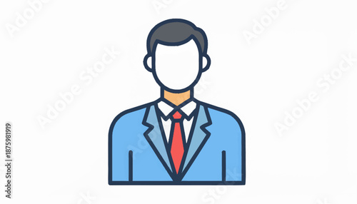 A simple and colorful vector illustration of a businessman in a suit and tie, suitable for business and professional contexts