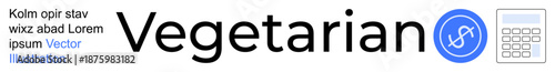 Healthy eating, vegetarian lifestyle, nutrition tracking, digital tools, eco-conscious living, food journaling. Text Vegetarian with a linked chain icon and digital calculator. Vegetarian lifestyle