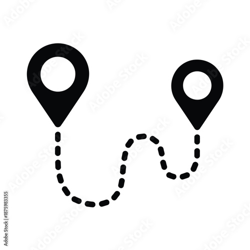 a black line connects two location pins