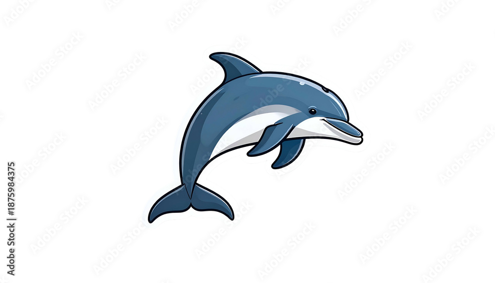 Fototapeta premium Pixelated Blue Dolphin Jumping on Transparent Background