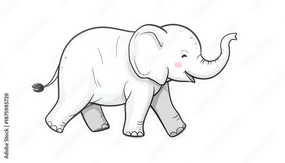 Fototapeta premium Pixelated White Elephant Illustration with Transparent Background