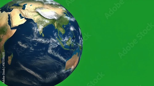 High-resolution image of the Earth from space with a green background, showcasing Africa, Europe, and Asia with detailed oceans and continents.