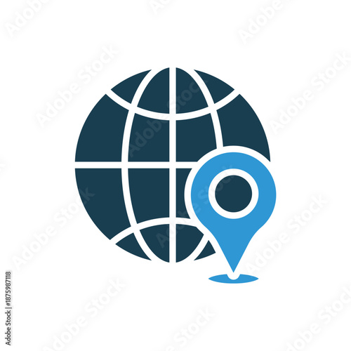 earth icons outline and Flat Style,transparent background