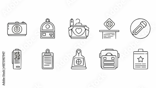 Collection of Hand Drawn Icons Representing Various Objects.