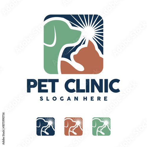 pet clinic cat and dog logo design vector art