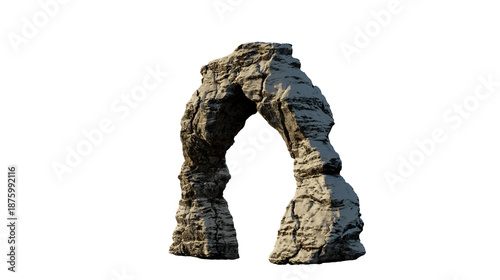 Fotografie 3D Rendering Cutout Of A Snowy Stone Arch Rock Formation For Architecture And La