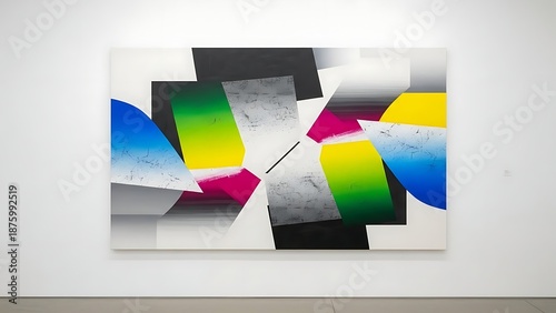 Colorful Abstract Artwork on White Wall.