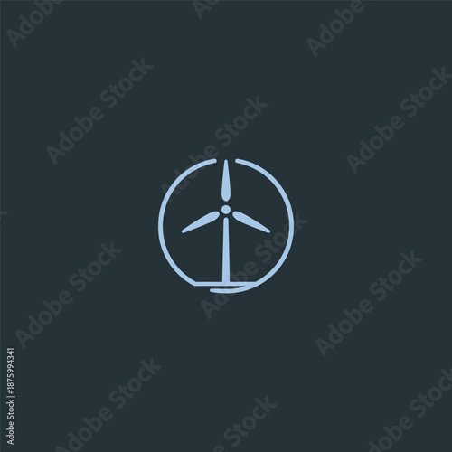 Windmill logo in balanced and minimalist simple line illustration.