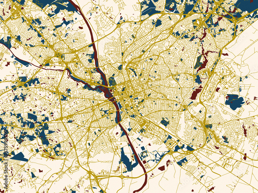 Fototapeta premium Abstract city map of Columbia South, Carolina