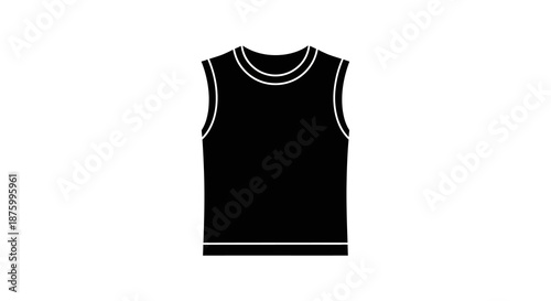 Minimalist black sleeveless shirt icon, a versatile graphic concept representing casual summer apparel or athletic activewear, suitable for fashion design elements and website interface styling