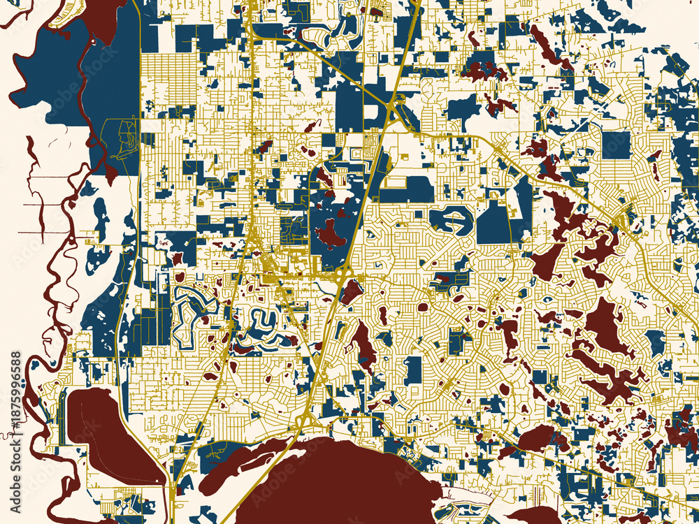 Naklejka premium Abstract city map of Deltona, Florida