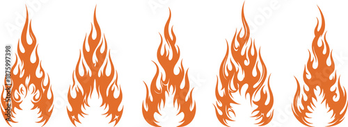 Flame vector icons, fire graphic designs, burning flame silhouettes, hot fiery illustration set, tribal fire artwork collection, heat symbol elements