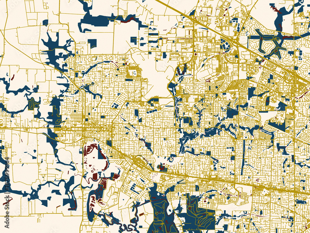 Fototapeta premium Abstract city map of Hillsboro, Oregon
