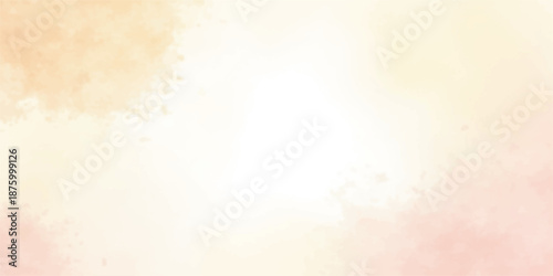 Abstract watercolor grunge background featuring aged yellow parchment texture with vintage brown paint splatters and light antique paper patterns for artistic retro wallpaper design