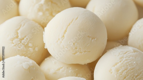 Closeup of smooth white japanese mochi ice cream balls