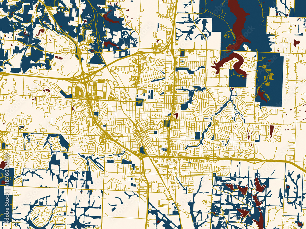 Fototapeta premium City street layout map of Lee's Summit, Missouri