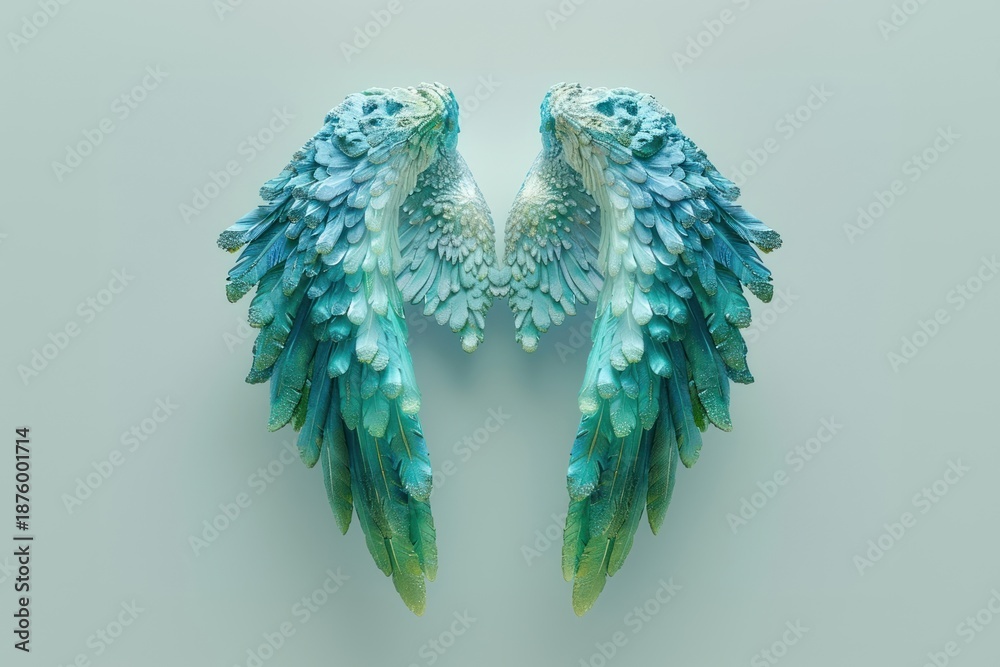 Fototapeta premium Elegant blue-green angel wings