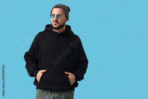 Stylish young man in black ...