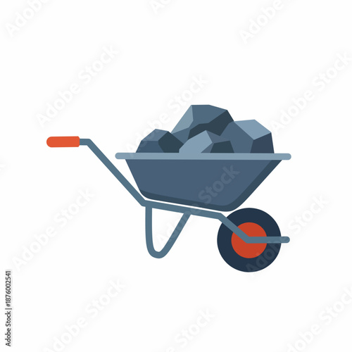 Wheelbarrow full of rocks illustration for construction and mining