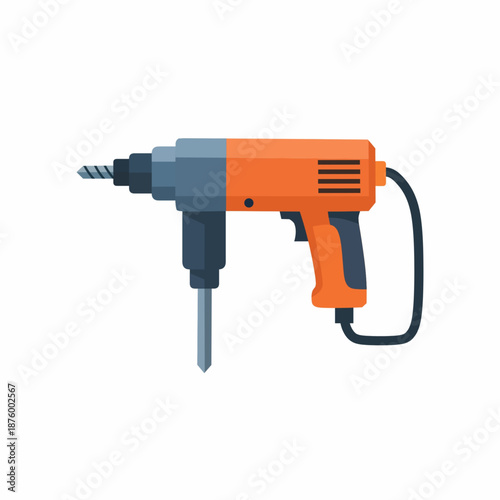 Professional Orange Rotary Hammer Drill Illustration