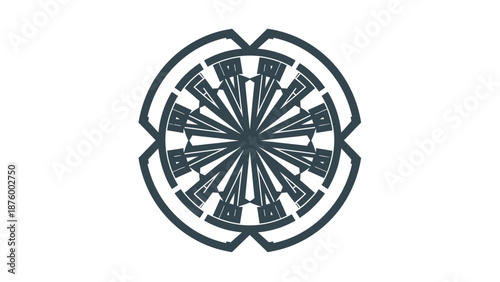 Black Mandala Design with Floral Pattern.