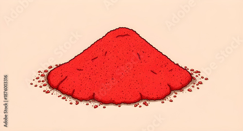 chili, chilli, pepper, powder, spice, spicy, red, hot, heat, food, seasoning, condiment, vector, illustration, icon, symbol, graphic, design, flat, simple, minimal, isolated, background, cooking, kitc