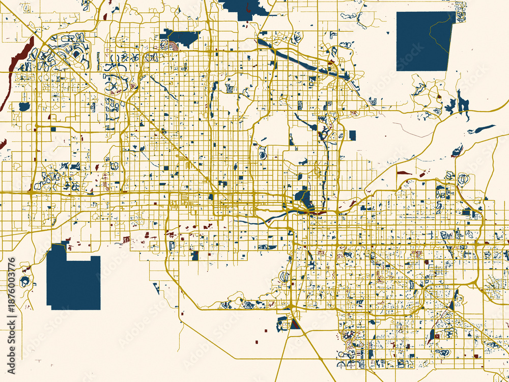 Fototapeta premium Abstract city map of Phoenix, Arizona