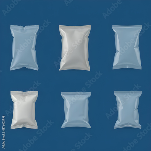 plastic, package, packaging, bag, pack, pouch, wrapper, container, vector, illustration, set, collection, product, retail, shopping, food, storage, transparent, clear, mockup, template, blank, empty, 