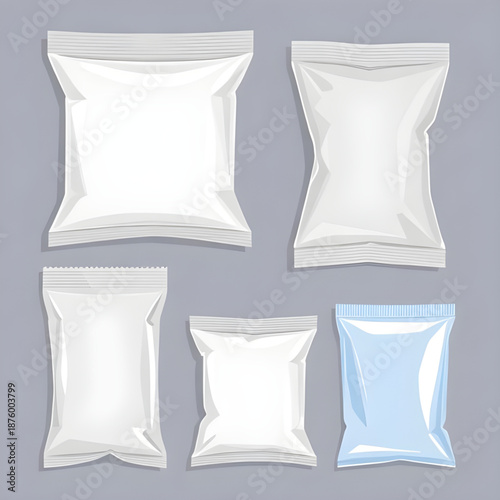 plastic, package, packaging, bag, pack, pouch, wrapper, container, vector, illustration, set, collection, product, retail, shopping, food, storage, transparent, clear, mockup, template, blank, empty, 
