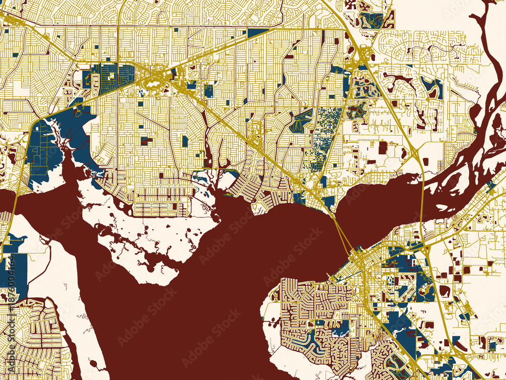 Fototapeta premium Abstract city map of Port Charlotte, Florida