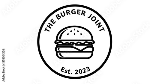Burger Joint Logo with Hamburger Illustration.