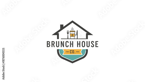 Brunch House Restaurant Logo Design Element.