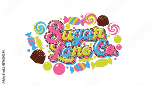 Colorful Sugar Lane Co Logo Design.