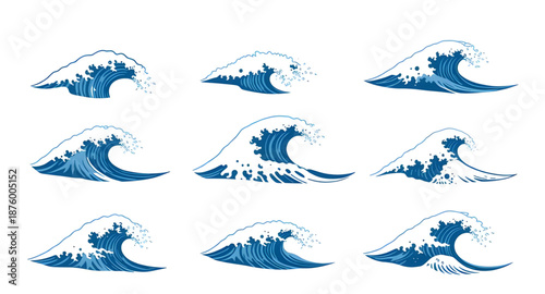 sea, waves, wave, ocean, water, icon, icons, set, vector, illustration, symbol, sign, graphic, design, flat, simple, minimal, outline, solid, blue, marine, nautical, beach, coast, seaside, surf, rippl