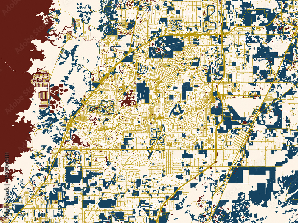 Fototapeta premium Modern flat map of Spring Hill, Florida